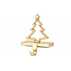 Support de chaussette de Noël de luxe doré pour cheminée, en métal lesté avec base antidérapante pour décoration festive - Product Image 1