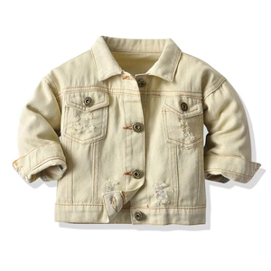Veste décontractée printemps-automne pour enfants de 1 à 7 ans, manteau en jean tendance avec trous déchirés pour petites filles, vêtement d'extérieur en denim - Product Image 2