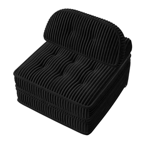 Chaise Longue Convertibile in Velluto a Coste con Design Trapuntato, Supporto Completo in Schiuma, Letto Pieghevole e Cuscino ad Arco Regolabile - Product Image 1