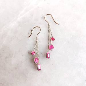 ต่างหูห้อยประดับพลอยทับทิม เงินแท้ 925 ชุบทอง 14K เครื่องประดับหรูหรา ของขวัญแต่งงานสำหรับผู้หญิง - Product Image 2