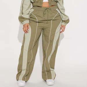 กางเกงขายาวทรงหลวมสีเขียวมะกอกสำหรับผู้หญิง OEM ผ้าบางเบา สไตล์สตรีท  ผู้จำหน่ายขายส่ง กางเกงผู้ชาย - Product Image 1