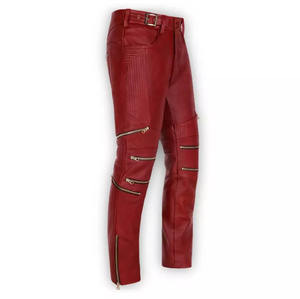 Pantalon en cuir décontracté mi-lourd pour homme, avec taille élastique en toile, logo personnalisé, design rayé droit et incurvé – Grande Vente - Product Image 2