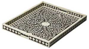 Nouveau plateau en bois avec incrustation de nacre et d'os, plat de service moderne pour café et collations, élégant pour la maison, l'hôtel, le bureau, fait main, Diwali - Product Image 1