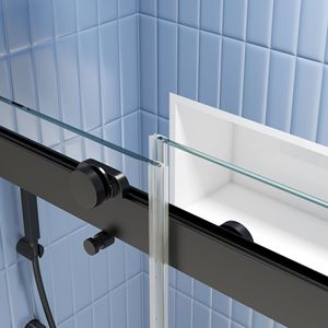 Porta doccia 6074 Bypass con sistema Soft Close 5/16 \ "vetro temperato e porta scorrevole con finitura nera opacizzato - Product Image 6