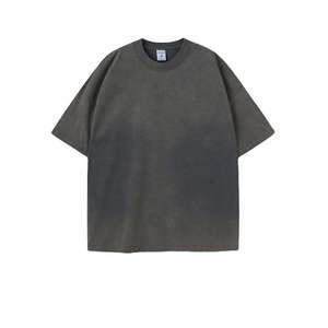 T-shirt décontracté pour homme, coupe oversize, teinture dégradée, manches courtes, col rond, 100 % coton tricoté, respirant, couleur unie bleu - Product Image 5