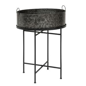 Bac à boissons portable en acier galvanisé avec support et poignées, refroidisseur de boissons ovale pour fêtes et événements en intérieur et en extérieur - Product Image 1