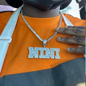 925 Sterling Silver Custom Name Pendant Tennis <b>Necklace</b> Set Iced Out Moissanite Bold Letter Hip Hop Bling Jewelry - Product Image 3
