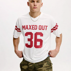 Maillot de football américain en mesh pour homme, manches courtes, personnalisable, respirant, style football, OEM, marque privée, commande en gros - Product Image 1