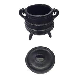 Chaudron en fonte côtelé le plus vendu avec couvercle et poignée pour la combustion d'encens et les offrandes rituelles à prix imbattable - Product Image 1