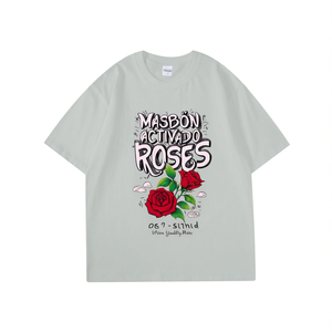 T-shirts unisexes à manches courtes pour hommes, grandes tailles, coton de haute qualité, impression 3D en relief, logo OEM personnalisé, votre marque 'Roses' Rose - Product Image 3