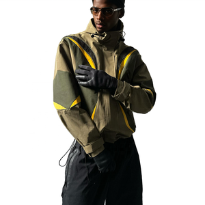 Chaqueta Acolchada Cortavientos para Hombre con Capucha, Diseño Color Block, Cuello Mao, Cierre de Cremallera, Estilo Deportivo, Ropa de Invierno, Lona - Product Image 1