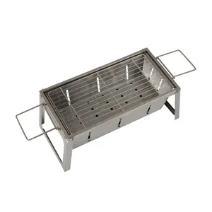 Barbecue portable en acier inoxydable rectangulaire pour camping et cuisson en extérieur avec poignées – Vente en gros - Product Image 1