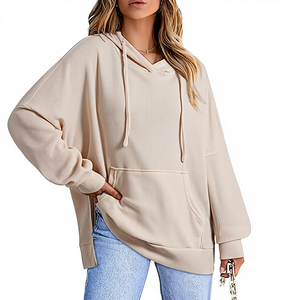 Sudadera Casual de Otoño/Invierno para Mujer, con Capucha, Tejido Waffle, Aberturas Laterales, Bolsillos Bordados y Mangas Largas - Product Image 2
