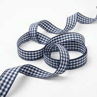 Ruban Grosgrain à Carreaux Blancs et Bleus Marine Personnalisé 15MM 100% Polyester Anti-rétrécissement de Neelkamal Industries – Vente en Gros pour Cadeaux