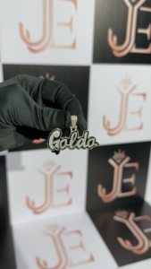 Pendentif personnalisé en argent sterling 925 plaqué moissanite, bijoux hip-hop au design unique 'Golda', pendentifs et breloques - Product Image 5