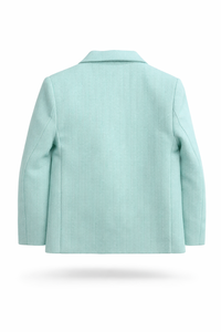 Blazer bleu clair pour garçons, veste formelle à simple boutonnage, revers cranté, en tissu peigné, pour fêtes et banquets - Product Image 3