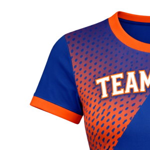 Camiseta de Fútbol Personalizada para Mujer, Azul y Naranja, con Estampado en Degradado, Manga Corta, Transpirable, de Secado Rápido, Uniforme para Equipo de Fútbol Femenino - Product Image 6