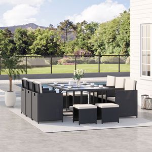 11-Piece Cream White <b>Outdoor</b> Rattan Conversation Set Patio Garden Sectional <b>Sofa</b> with Wicker Table and Cushions for Hospitals - Product Image 2