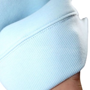 JESUS Letter Print <b>Mock</b> <b>Neck</b> Crew <b>Neck</b> Sweatshirt Unisex Regular Fit Light Blue Cotton Pullover Casual Autumn Wear - Product Image 5