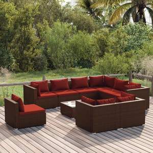 Ensemble de salon de jardin en rotin brun 6 places, mobilier d'extérieur au design contemporain - Product Image 3