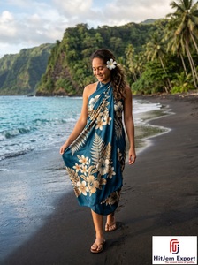 Paréo de plage en satin tissé premium à pois et imprimé floral, léger, 100 % rayonne, antistatique, pour garçons et filles - Product Image 6