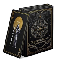 Cartes à jouer personnalisées en papier noir à âme en lin, bord doré 310 g/m², dans une boîte à rabat en feuille d'or