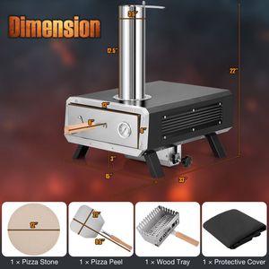 Portatile per esterni forno per Pizza da 12 pollici rotondi per Pizza in pietra a Pellet per cucinare all'aperto - Product Image 5