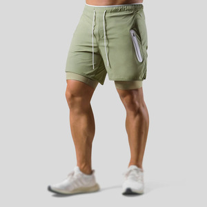 Pantalones Cortos Deportivos para Hombre, Color Verde Sólido, Ecológicos, Impermeables, de Secado Rápido, Cintura Alta, con Cordón Ajustable y Bolsillos - Product Image 1