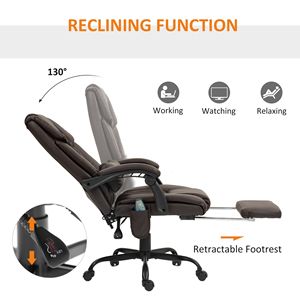 Sedia da Ufficio Ergonomica con Schienale Alto, 6 Punti di Vibrazione, Comoda in Pelle PU e Altezza Regolabile, Marrone - Product Image 5