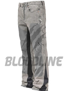 Jean cargo en denim noir pour homme Bloodline, taille haute, déchiré, coupe ample, style streetwear, automne, coton mi-lourd - Product Image 5