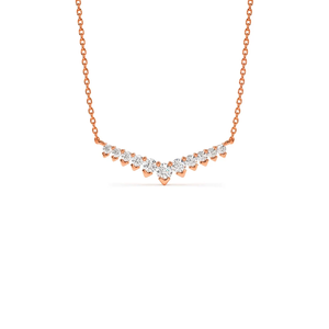 Collar de diamantes cultivados en laboratorio al por mayor, colgante delicado en forma de V, oro macizo de 14 quilates, elegante collar con colgante fino, regalo para ella - Product Image 4