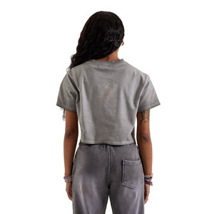 Camiseta vintage de algodón pesado con efecto desgastado para mujer, camiseta oversize lisa de algodón sulfurado para mujer - Product Image 2