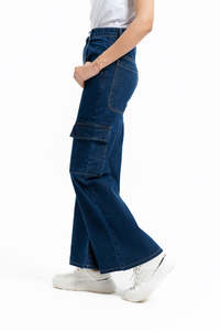 Straight Cut <b>Women</b> Denim <b>Jeans</b> High Waist <b>Stretch</b> Cotton Blue Wash Five Pocket Daily Trousers Custom Logo OEM Wholesale Low MOQ - Product Image 2