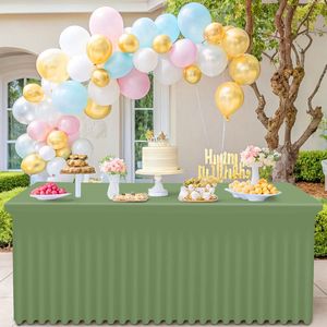 Smiry 6FT Rectangle Waterproof Washable Tablecloth Elastic Spandex Stretch Fitted <b>Cover</b> Skirt for <b>Tables</b> - Product Image 3