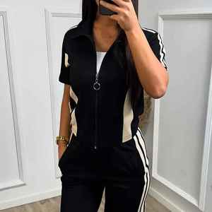 ชุดเซ็ตสองชิ้นแฟชั่นใหม่สำหรับฤดูร้อน เนื้อผ้าฝ้าย 100% นุ่มสบาย น้ำหนักเบา สวมใส่สบายๆ ทรงหลวมสำหรับผู้หญิง - Product Image 4