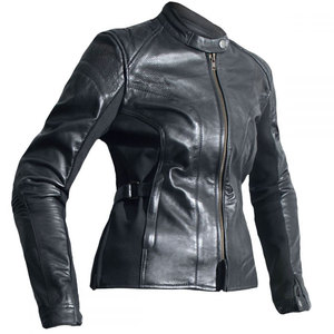 Chaqueta de Motociclista Personalizada para Mujer, de Cuero Genuino, Invernal, Ecológica, con Cuello Alto, Cierre de Cremallera, Transpirable, de Manga Larga - Product Image 1