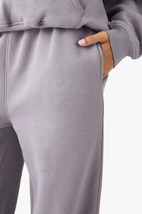 Women's Wide Leg Terry Sweatpants Mid Waist Elastic Drawstring Casual Full Length Solid Color Cotton Loose Fit <b>Pants</b> With Pocket - Product Image 5