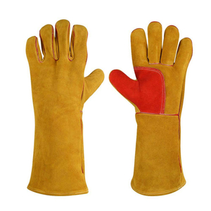 Gants en cuir longs jusqu'au poignet, élastiques, style uni, usage quotidien, hiver, gris avec bordure rouge - Product Image 4