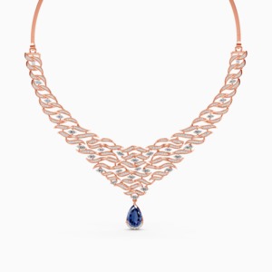 สร้อยคอเพชรเลี้ยงในห้องปฏิบัติการรุ่น Ocean Embrace น้ำหนัก 4.70 กะรัต ทำจากทอง 9K สีเหลือง ขาว และโรสโกลด์ - Product Image 1