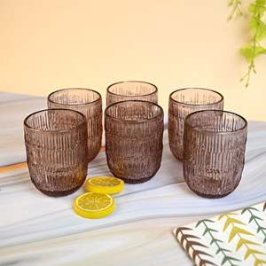 Juego de 6 Vasos Vintage AMAARE de 450 ml de Capacidad, Vasos Transparentes con Texturas Únicas para el Hogar, Hotel, Regalo de Boda - Product Image 4