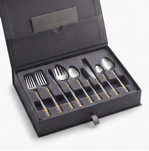 Ensemble de couverts en acier inoxydable de qualité supérieure, manche argenté et doré, finition polie miroir, pour mariage, dîner, essentiels de la table - Product Image 6