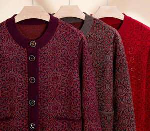 Knitted Paisley Pattern <b>Cardigan</b> Men's <b>Long</b> Sleeve Winter Sweater Full Sleeve <b>Thick</b> Acrylic Button Closure Single Breasted - Product Image 6