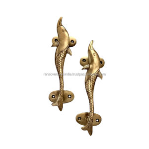 Par de manijas de puerta principal de metal de latón delfín hechas a mano con acabado antiguo a precio asequible de proveedor de confianza - Product Image 1
