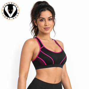 High Quality Women's <b>Racerback</b> Sports <b>Bra</b> with Front Logo Comfortable Support Lightweight Fabric for Fitness & Daily Workouts - Product Image 5