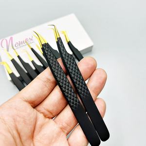 ชุดแหนบต่อขนตาสแตนเลสขายดี  เคลือบผงสีดำ ชุบทองพลาสมา ปลายแหลม น้ำหนักเบา - Product Image 2