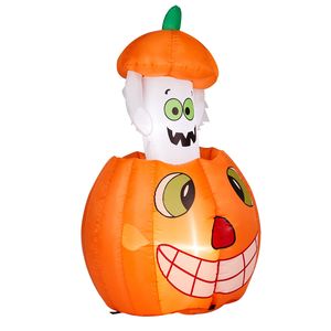 Decorazione Gonfiabile di Halloween a Forma di Zucca Fantasma Animata da 85 cm in PVC con LED per Feste Interne ed Esterne - Product Image 2