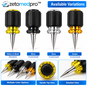 650 Aiguille à gratter de précision à pointe en acier, manche noir et jaune, outil de marquage pour le cuir ZETOMEDPRO - Product Image 6