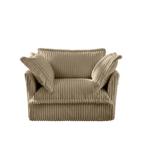 Cammello in velluto a coste in tessuto divano singolo poltrona con rivestimento antiscivolo grandi cuscini morbidi sedile profondo comodo comodo 1 grande soggiorno - Product Image 5