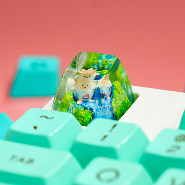 Keycaps Mystical Forest Artisan, Custom Artisan Keycaps, Keycaps Anime Cute, Green Keycaps, Keycaps Set, Wooden Keycaps
