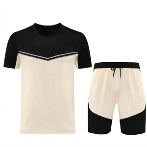 Men's Summer Quick Dry Athletic <b>Set</b> Breathable <b>Mesh</b> Short Sleeve T-Shirt and Shorts Sports Training Suit - Product Image 1